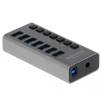 DeLOCK Concentrador externo USB 5 Gbps con 7 puertos + interruptor