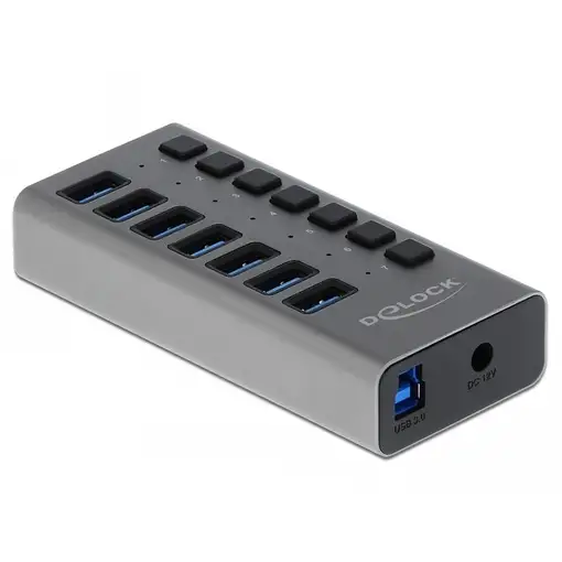 DeLOCK Concentrador externo USB 5 Gbps con 7 puertos + interruptor