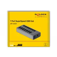 DeLOCK Concentrador externo USB 5 Gbps con 7 puertos + interruptor