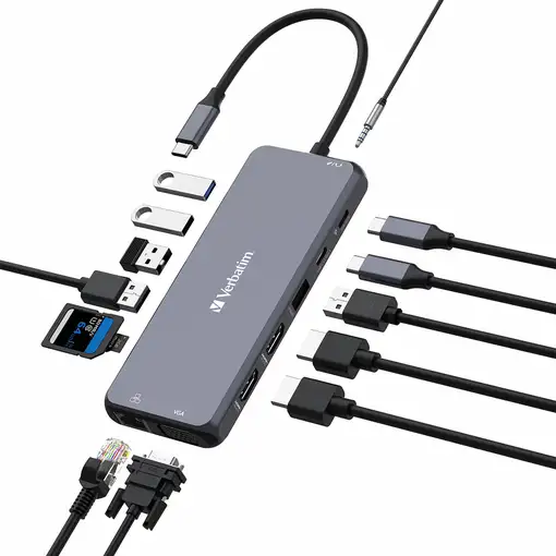 Verbatim CMH-14 USB Tipo C 5000 Mbit/s Plata