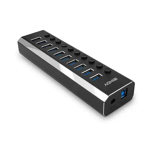 Lindy 43370 hub de interfaz USB 3.2 Gen 1 (3.1 Gen 1) Type-B 5000 Mbit/s Negro
