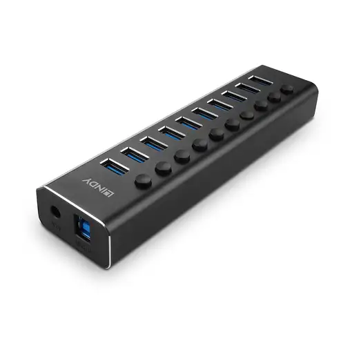 Lindy 43370 hub de interfaz USB 3.2 Gen 1 (3.1 Gen 1) Type-B 5000 Mbit/s Negro