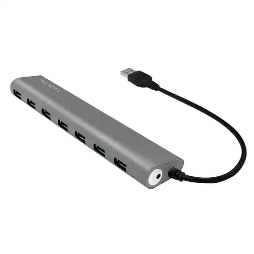 LogiLink UA0308 hub de interfaz USB 3.2 Gen 1 (3.1 Gen 1) Type-A 5000 Mbit/s Gris
