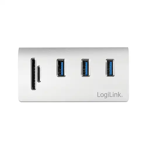 LogiLink CR0045 hub de interfaz USB 3.2 Gen 1 (3.1 Gen 1) Type-A 5000 Mbit/s Plata