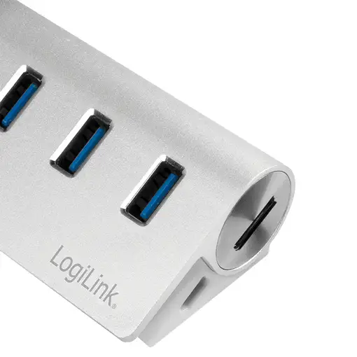 LogiLink CR0045 hub de interfaz USB 3.2 Gen 1 (3.1 Gen 1) Type-A 5000 Mbit/s Plata