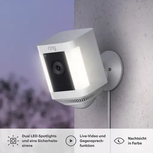 Ring Spotlight Cam Plus Plug Caja Cámara de seguridad IP Exterior 1920 x 1080 Pixe