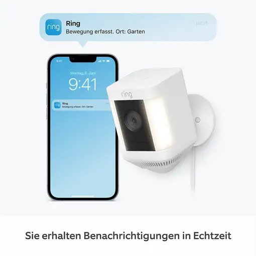 Ring Spotlight Cam Plus Plug Caja Cámara de seguridad IP Exterior 1920 x 1080 Pixe