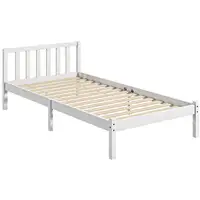Marco de Cama de Madera con Cabecera 198x96x70 cm Blanco HOMCOM
