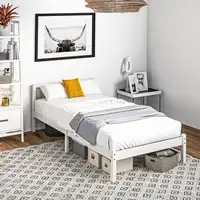 Marco de Cama de Madera con Cabecera 198x96x70 cm Blanco HOMCOM