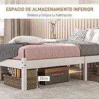 Marco de Cama de Madera con Cabecera 198x96x70 cm Blanco HOMCOM