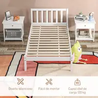Marco de Cama de Madera con Cabecera 198x96x70 cm Blanco HOMCOM