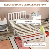 Marco de Cama de Madera con Cabecera 198x96x70 cm Blanco HOMCOM