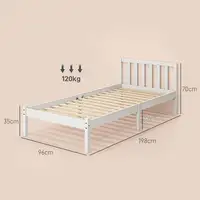 Marco de Cama de Madera con Cabecera 198x96x70 cm Blanco HOMCOM