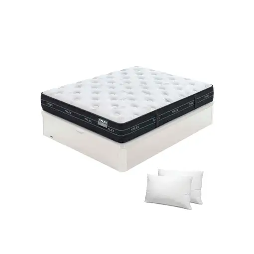 Pack Flex Nube + Canapé Madera 19 + Almohadas (90x190 cm - Blanco)