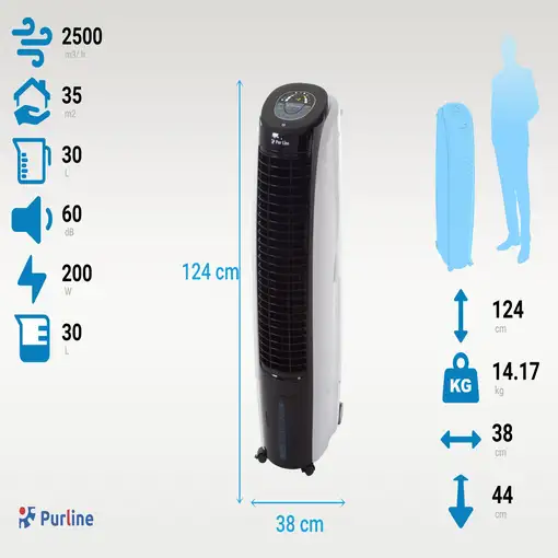 Climatizador evaporativo de gran caudal con 6 velocidades