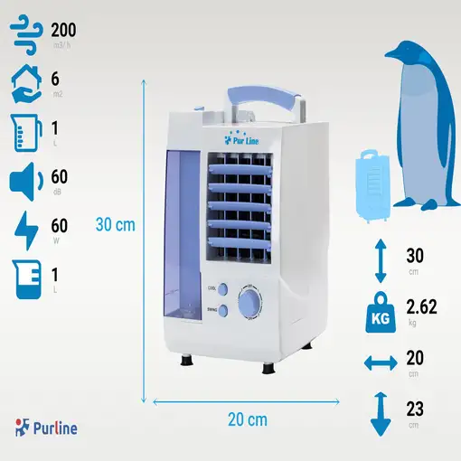 Climatizador evaporativo de muy bajo consumo y 3 velocidades