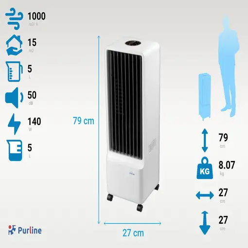 Climatizador Evaporativo con Sistema de Enfriado Automático del agua