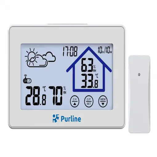 Estación meteorológica táctil con higrómetro y sensor exterior