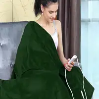 Manta eléctrica color verde y beige 130 x 180 cm