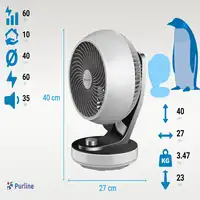 Ventilador de sobremesa 60W con 3 velocidades e inclinación regulable Ventilador de sobremesa 60W con 3 velocidades e inclinación regulable