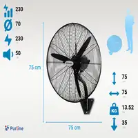 Ventilador Industrial de pared 230W con aspas de aluminio Ventilador Industrial de pared 230W con aspas de aluminio