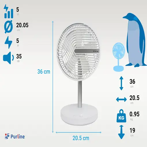 Ventilador de sobremesa con batería de litio recargable