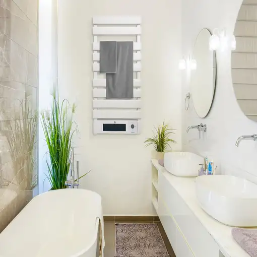 Toallero Eléctrico 1500W en aluminio blanco con display LED