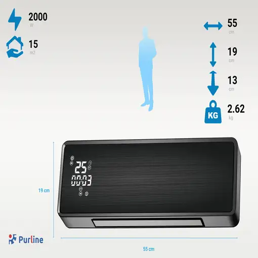 Calefactor split mural 2000 W con control WIFI y temporizador