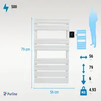 Toallero blanco con control inalámbrico 500W