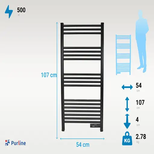 Toallero de aluminio 500 W con temporizador