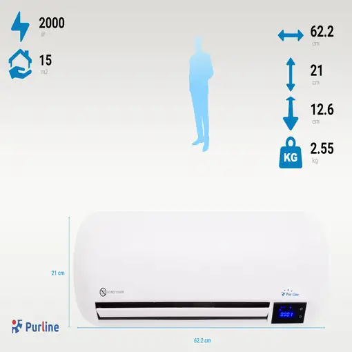Calefactor split cerámico 2000 W con mando a distancia y temporizador