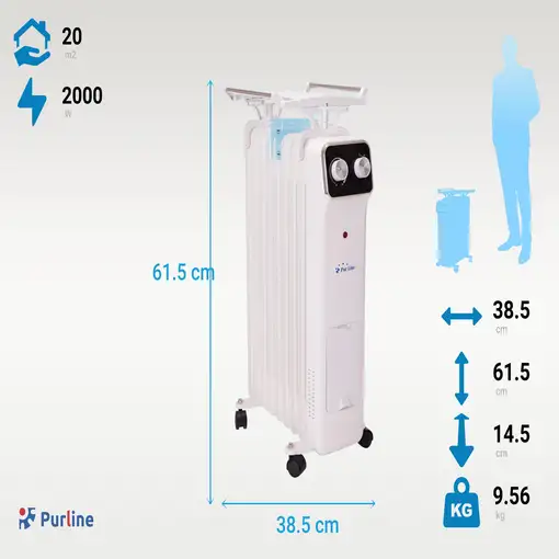 Radiador de aceite blanco de bajo consumo con recipiente para humidificación