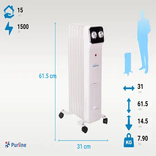 Radiador de aceite blanco de bajo consumo con recipiente para humidificación