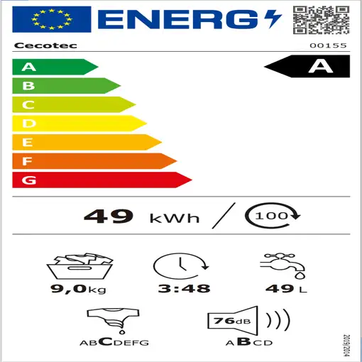 Cecotec Bolero DressCode 9900 Inverter FullColor A lavadora Carga frontal 9 kg 14
