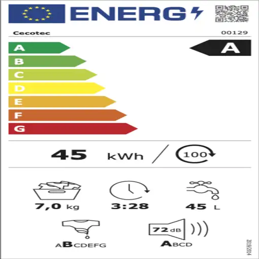 Cecotec 02766 lavadora Carga frontal 7 kg 1200 RPM Gris