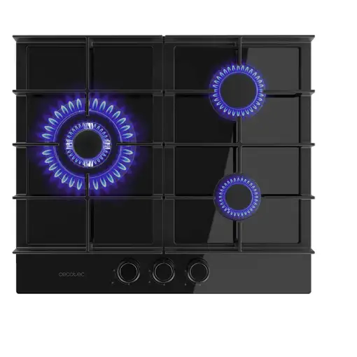 Cecotec Bolero Squad G 3400F Glass Black Negro Integrado 58 cm Encimera de gas 3
