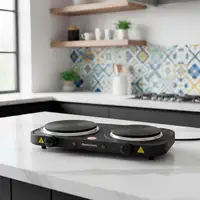 Cocina Eléctrica 1500W 2 Placas Hierro Fundido Negra COOK 2 MELCHIONI FAMILY