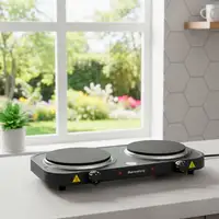 Cocina Eléctrica 1500W 2 Placas Hierro Fundido Negra COOK 2 MELCHIONI FAMILY