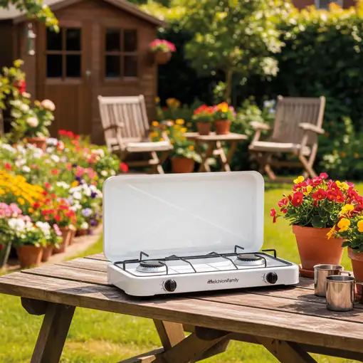 Hornillo de Gas 2 Quemadores Portátil Blanco MINERVA NEW 2 MELCHIONI FAMILY