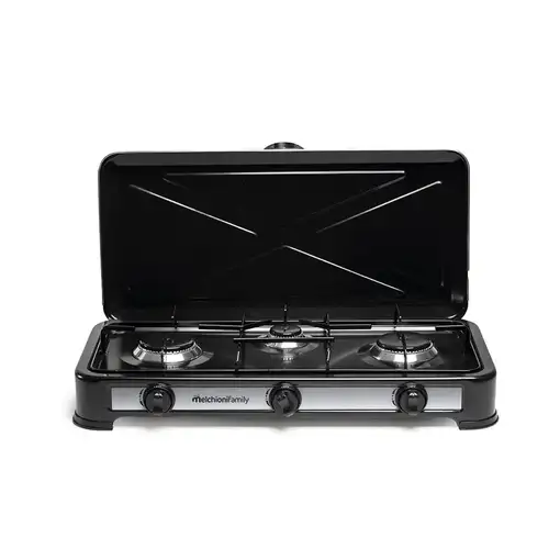 Hornillo de Gas 3 Quemadores Portátil Negro MINERVA NEW 3 MELCHIONI FAMILY