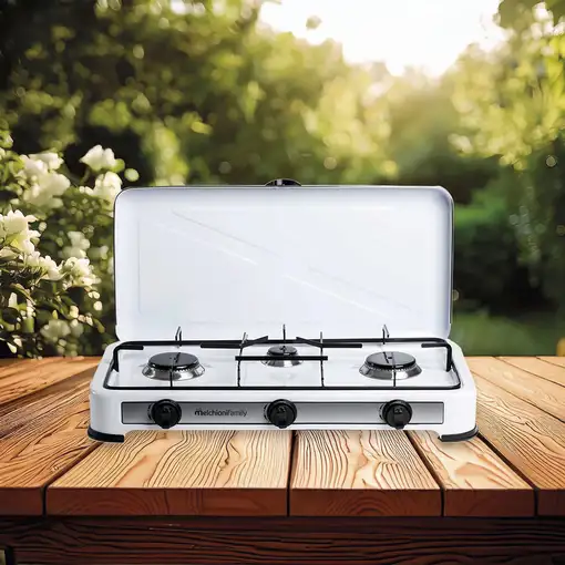 Hornillo de Gas 3 Quemadores Portátil Blanco MINERVA NEW 3 MELCHIONI FAMILY