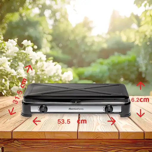 Hornillo de Gas 2 Quemadores Portátil Negro MINERVA NEW 2 MELCHIONI FAMILY