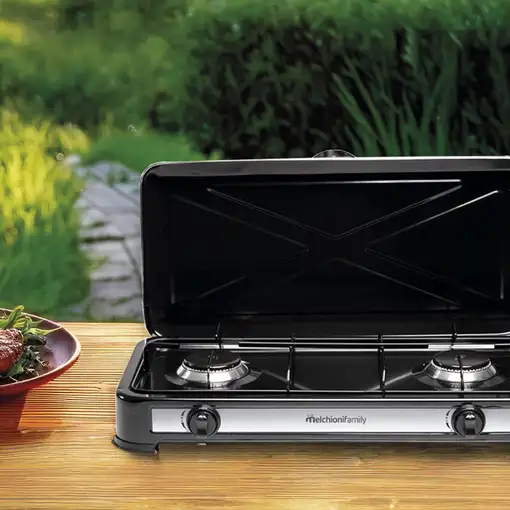 Hornillo de Gas 2 Quemadores Portátil Negro MINERVA NEW 2 MELCHIONI FAMILY