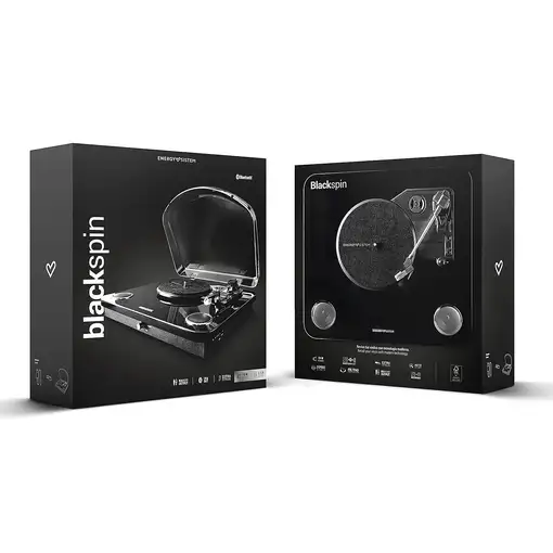Energy Sistem BlackSpin Tocadiscos de tracción por correa Negro, Transparente