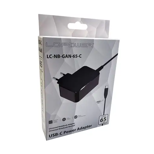 LC-Power LC-NB-GAN-65-C cargador de dispositivo móvil Portátil Negro Corriente alt