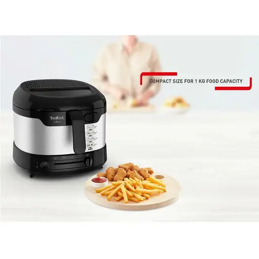 Tefal Uno FF215D Sencillo 1,8 L Independiente 1600 W Freidora Negro, Acero inoxida