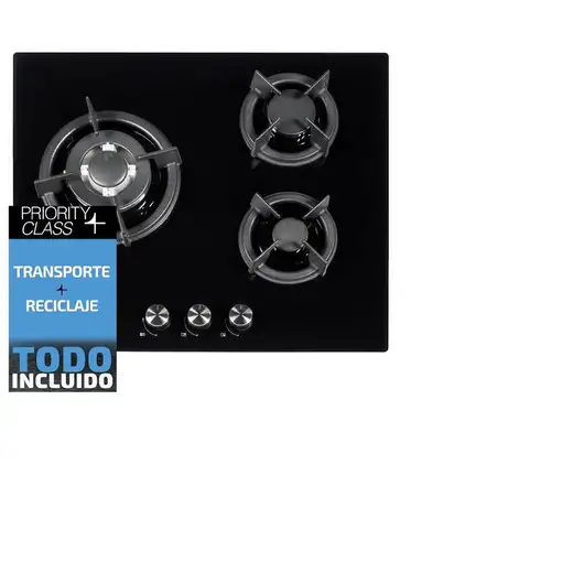 Sauber SECGN06 Negro Integrado 60 cm Encimera de gas 3 zona(s)