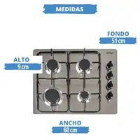 Sauber SEGN02 Acero inoxidable Integrado 60 cm Encimera de gas 4 zona(s)