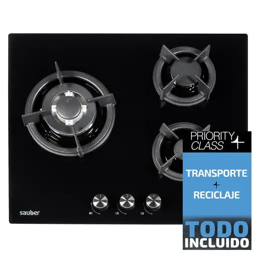 Sauber SECGB05 Negro Integrado 60 cm Encimera de gas 3 zona(s)