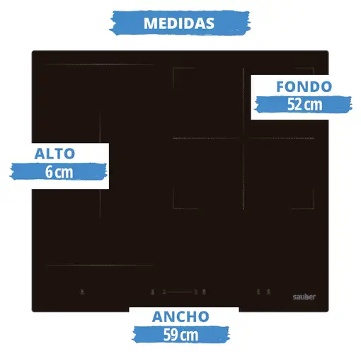Sauber SERIE 7-8000 hobs Negro Integrado 60 cm Cerámico 3 zona(s)